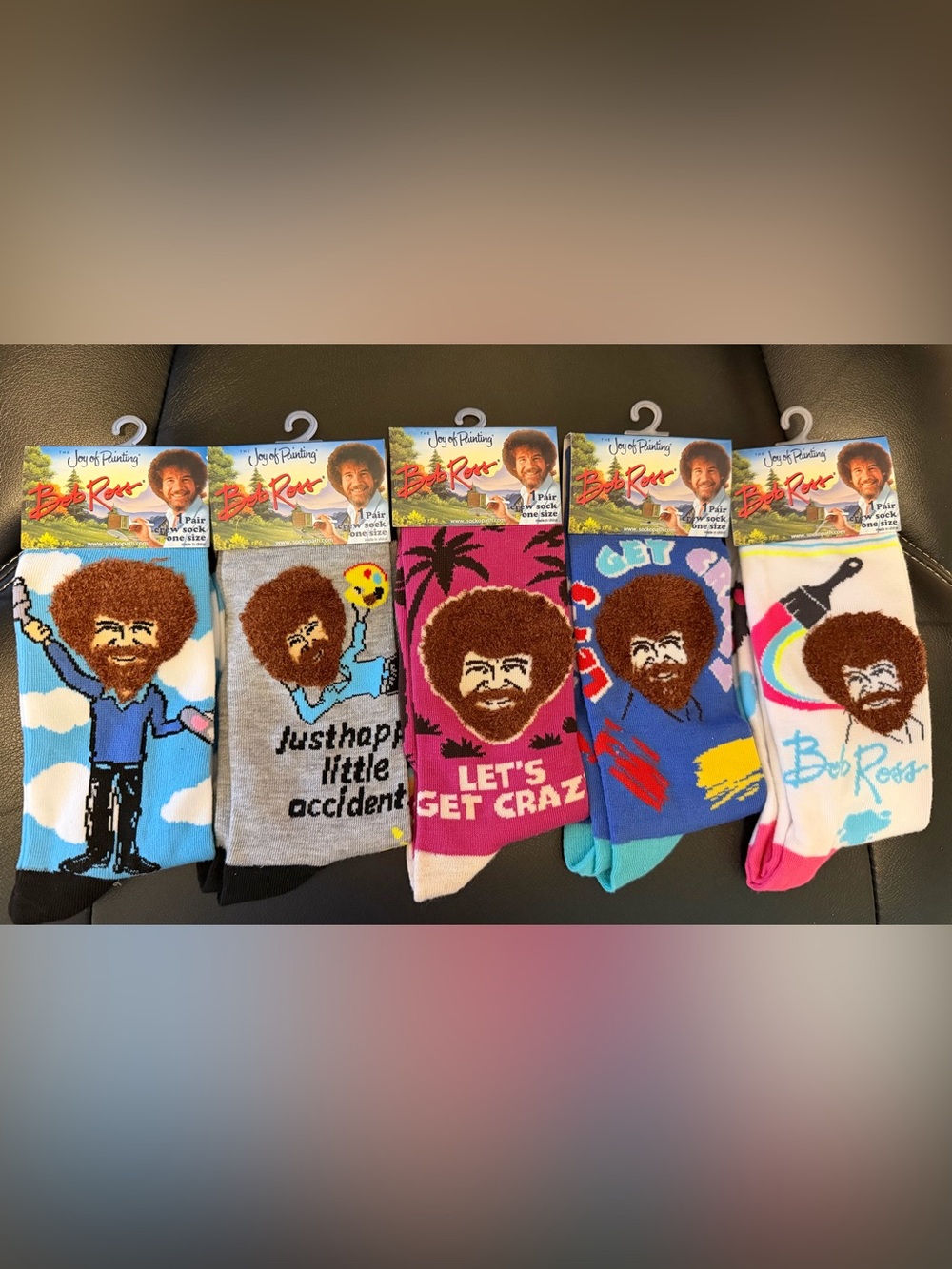 Bob Ross Unisex Crew Socks – bundle of 5